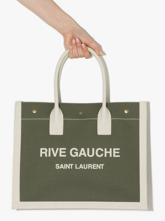 Green Rive Gauche Canvas Tote Bag