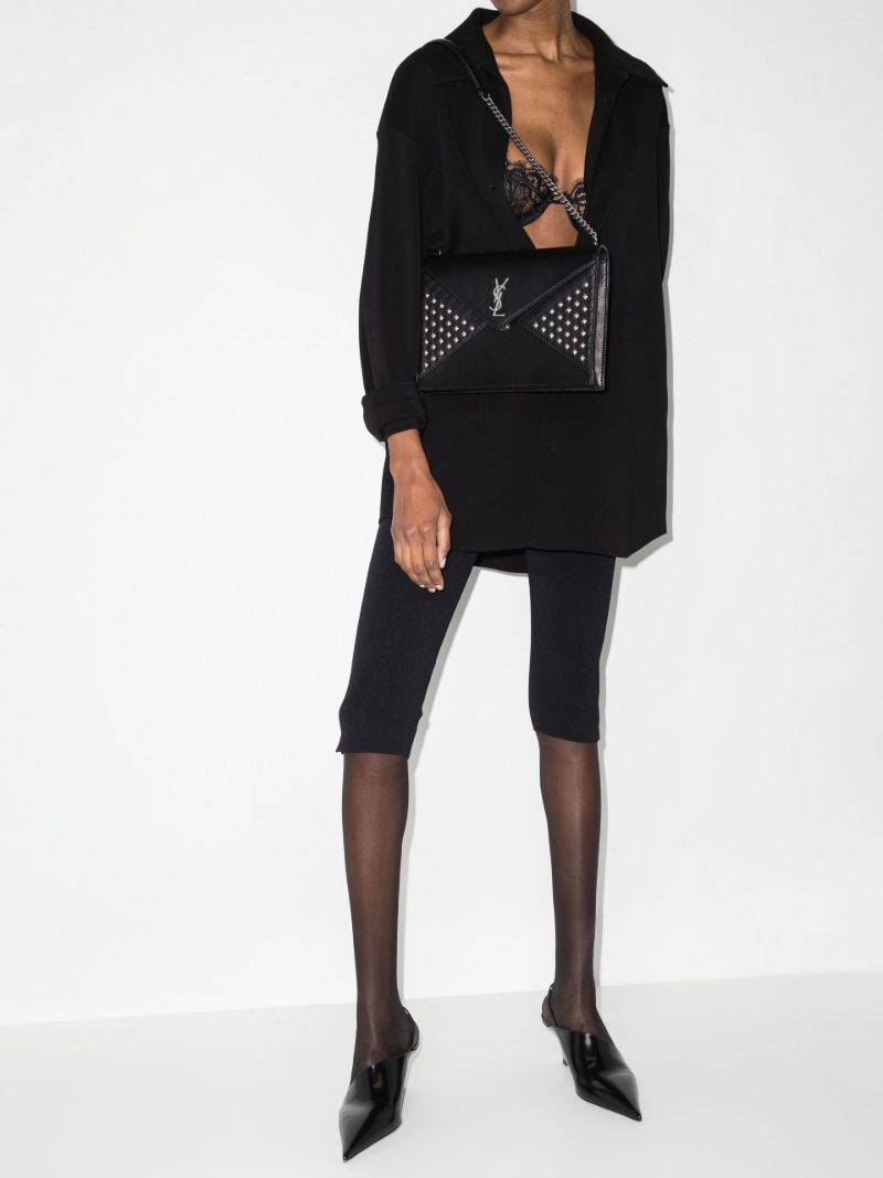 Black Gaby Studded Leather Shoulder Bag