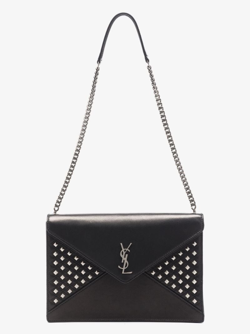 Black Gaby Studded Leather Shoulder Bag