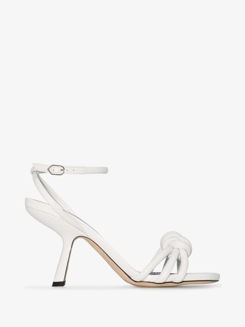 White Lexi 90 Knotted Leather Sandals