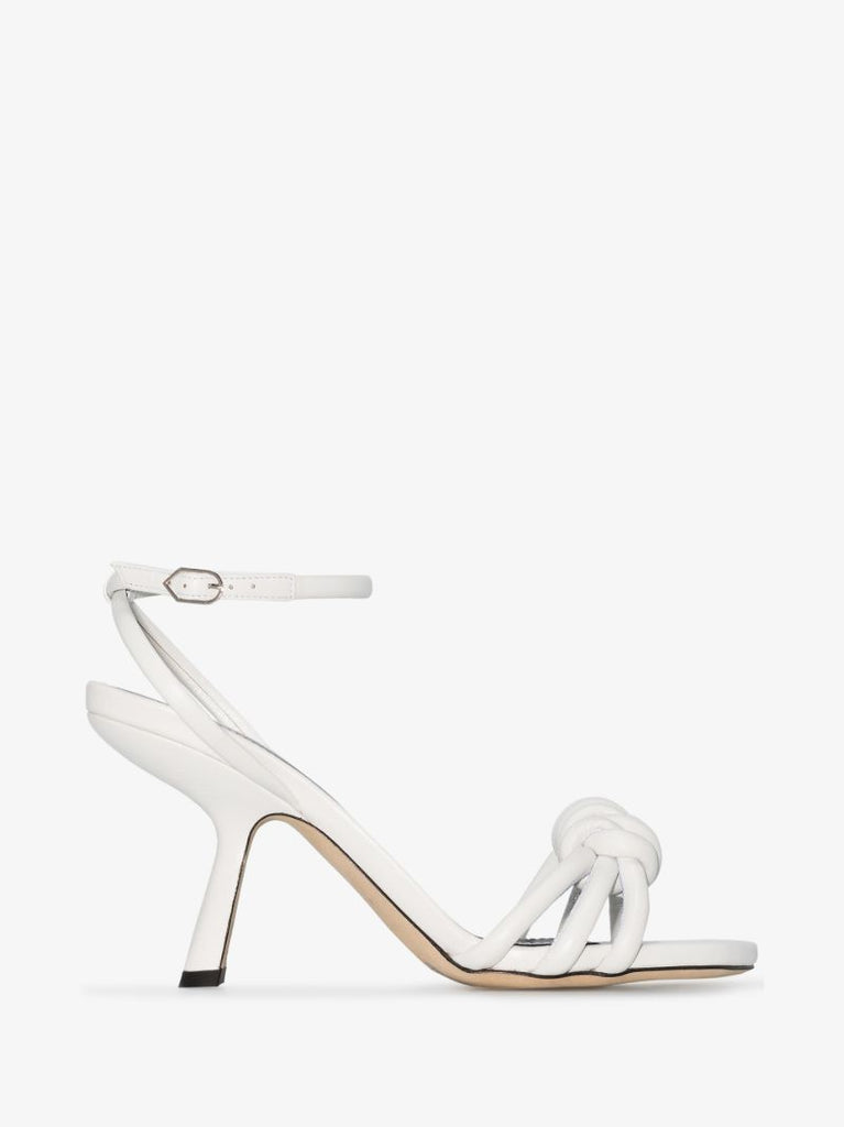 White Lexi 90 Knotted Leather Sandals
