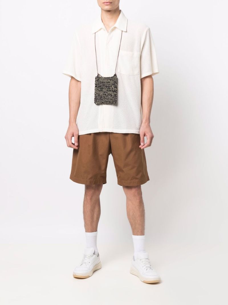 White Short-sleeve Textured Shirt