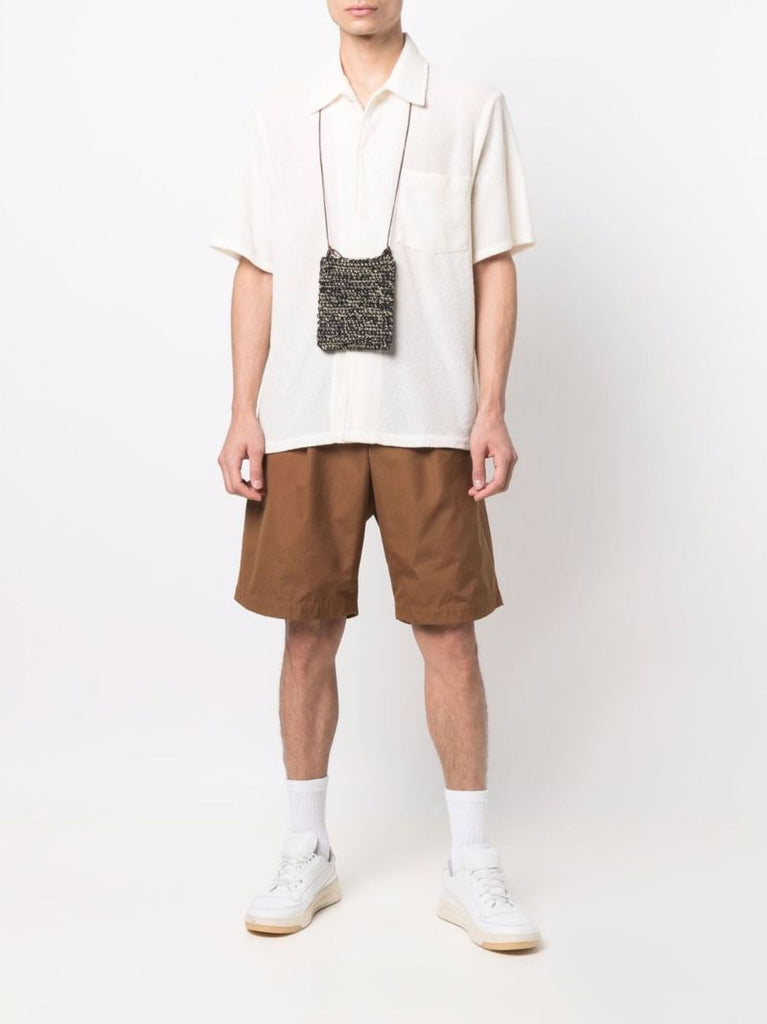White Short-sleeve Textured Shirt