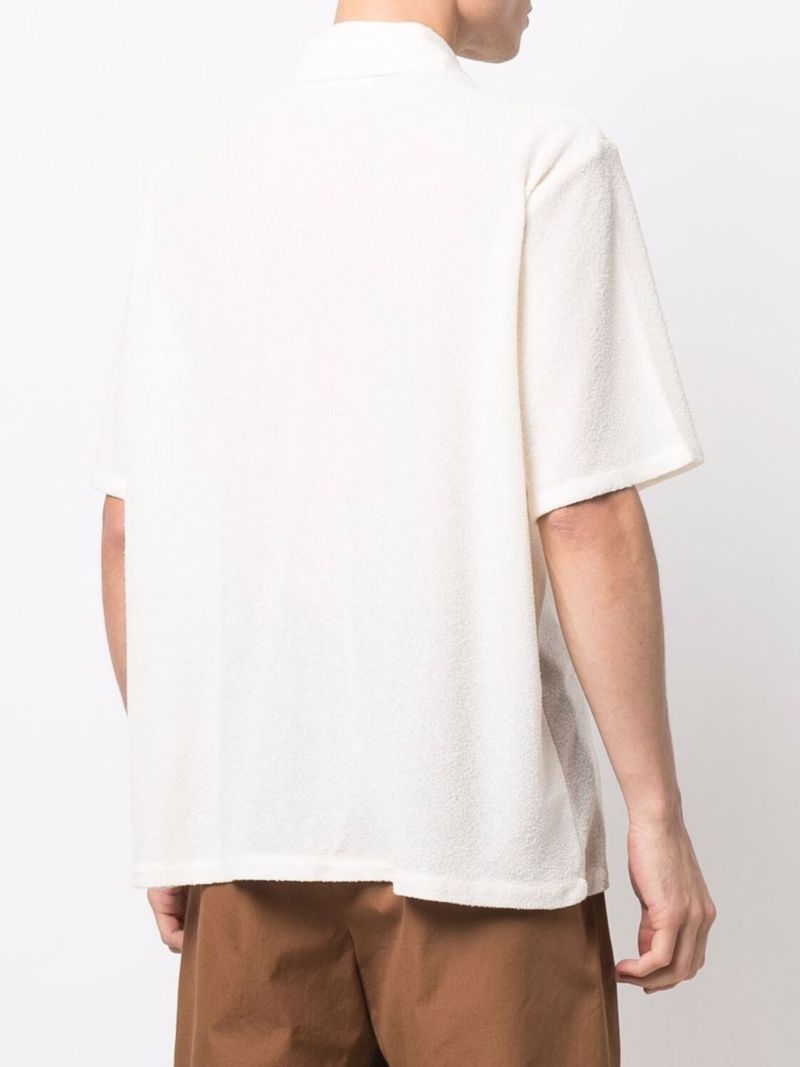 White Short-sleeve Textured Shirt