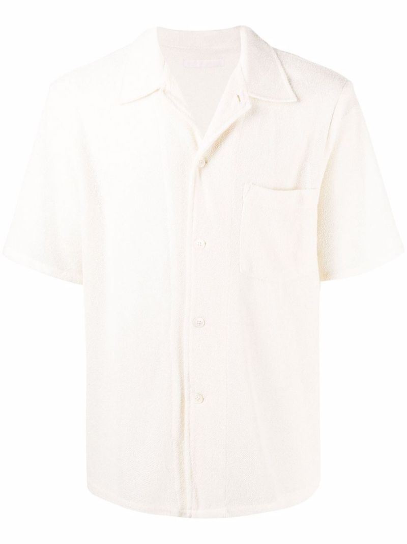 White Short-sleeve Textured Shirt