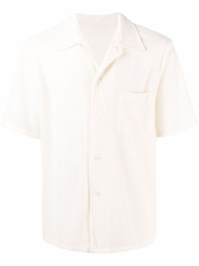 White Short-sleeve Textured Shirt
