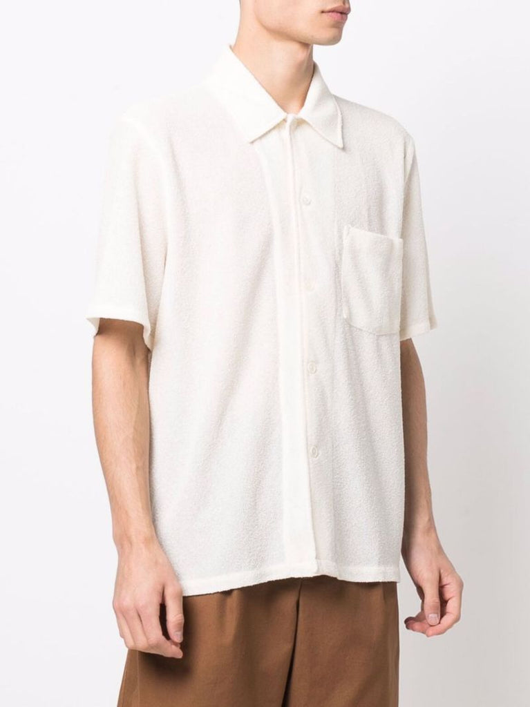 White Short-sleeve Textured Shirt