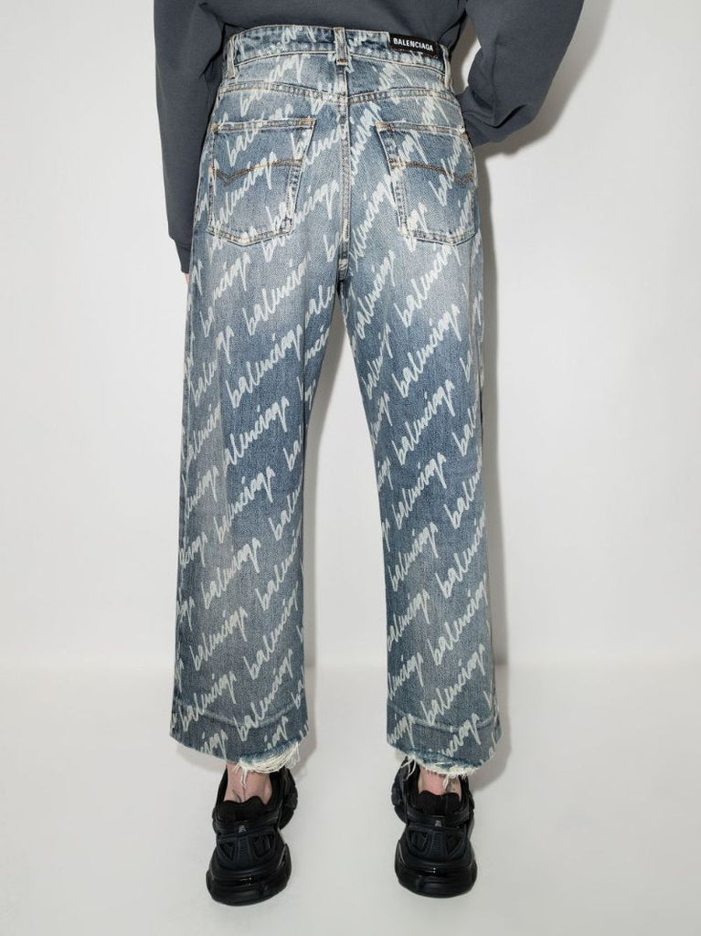Logo Straight Leg Cropped Jeans