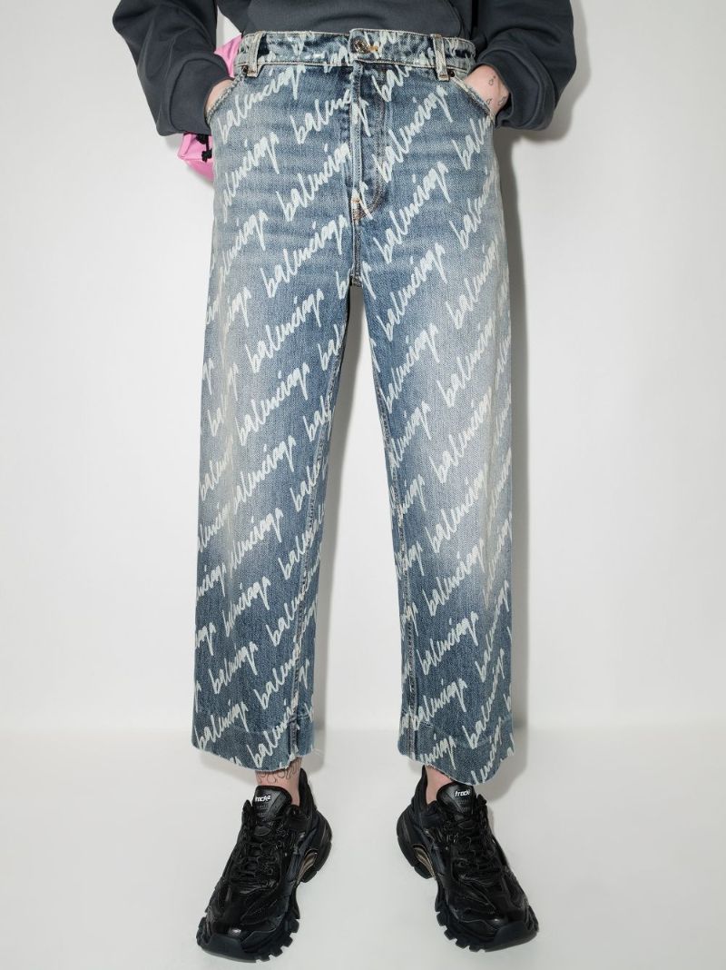 Logo Straight Leg Cropped Jeans