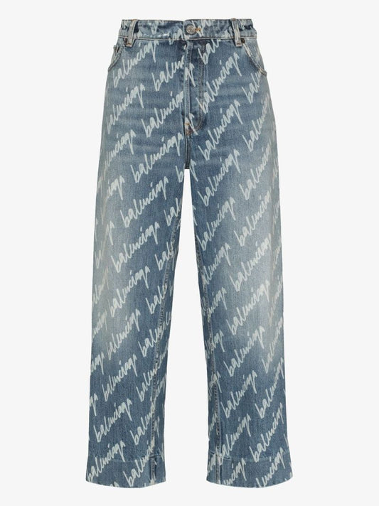 Logo Straight Leg Cropped Jeans