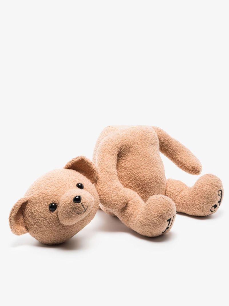 Beige Logo Embroidered Cotton Teddy Bear