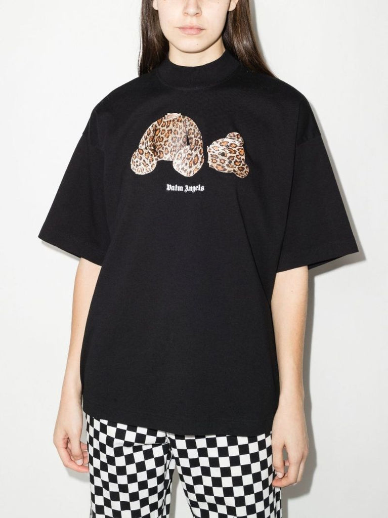 Leopard Print Bear Cotton T-shirt