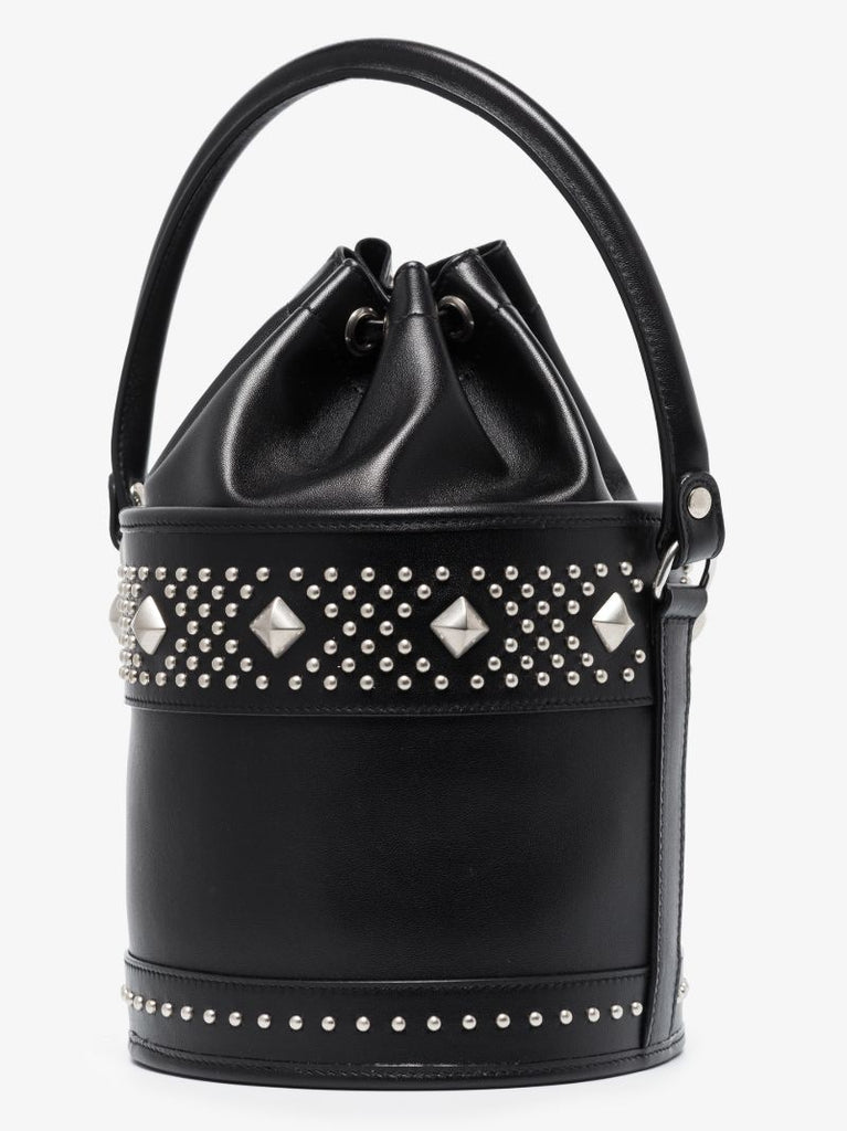Black Bahia Studded Leather Bucket Bag