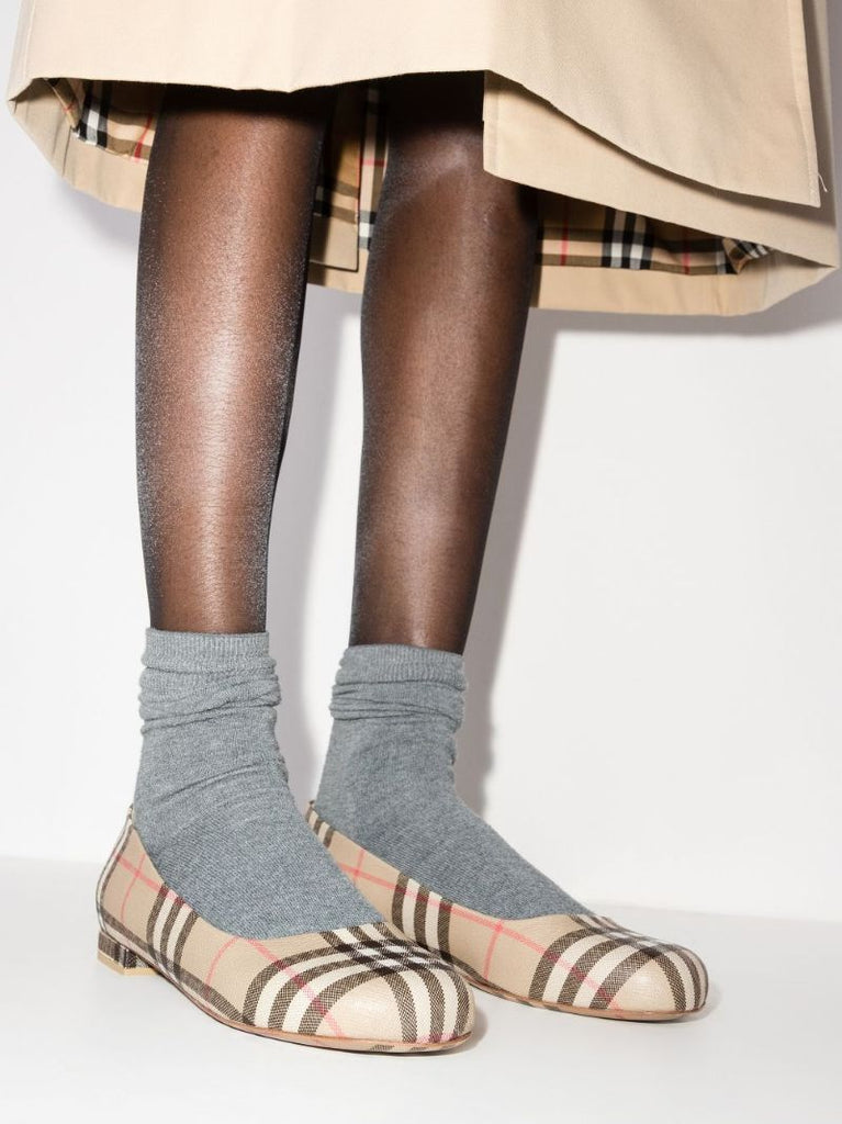 Neutral Vintage Check Pumps