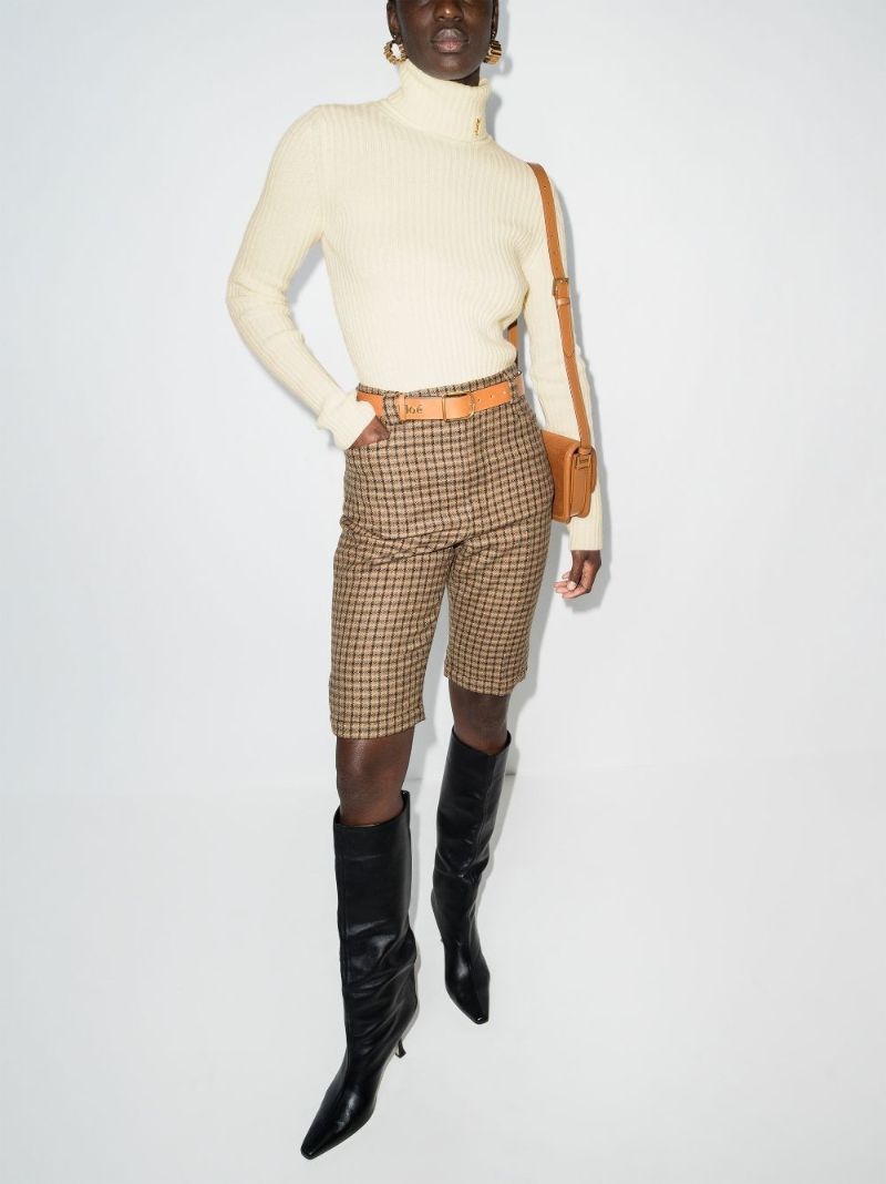 Logo Plaque Ribbed Turtleneck Sweater