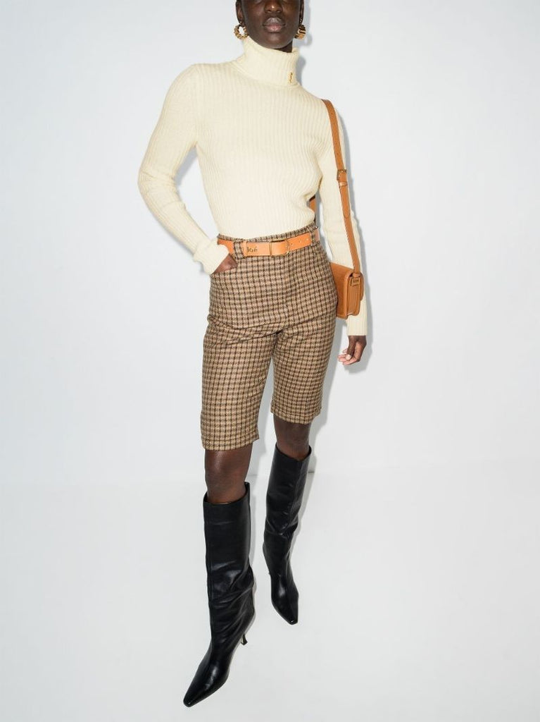 Logo Plaque Ribbed Turtleneck Sweater