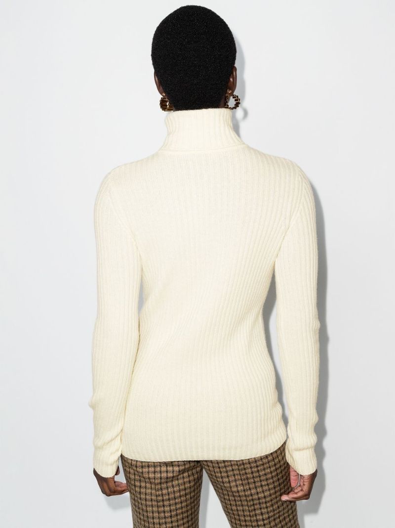 Logo Plaque Ribbed Turtleneck Sweater