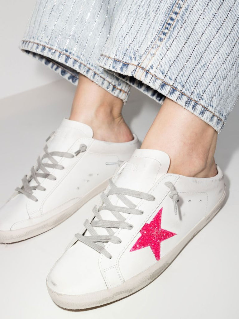 White Super-star Sabot Leather Sneakers