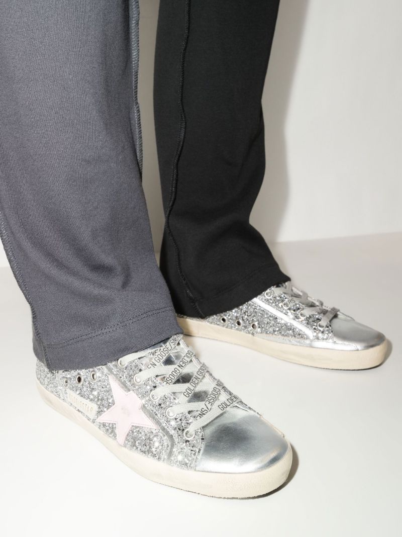 Silver Super-star Glitter Leather Sneakers