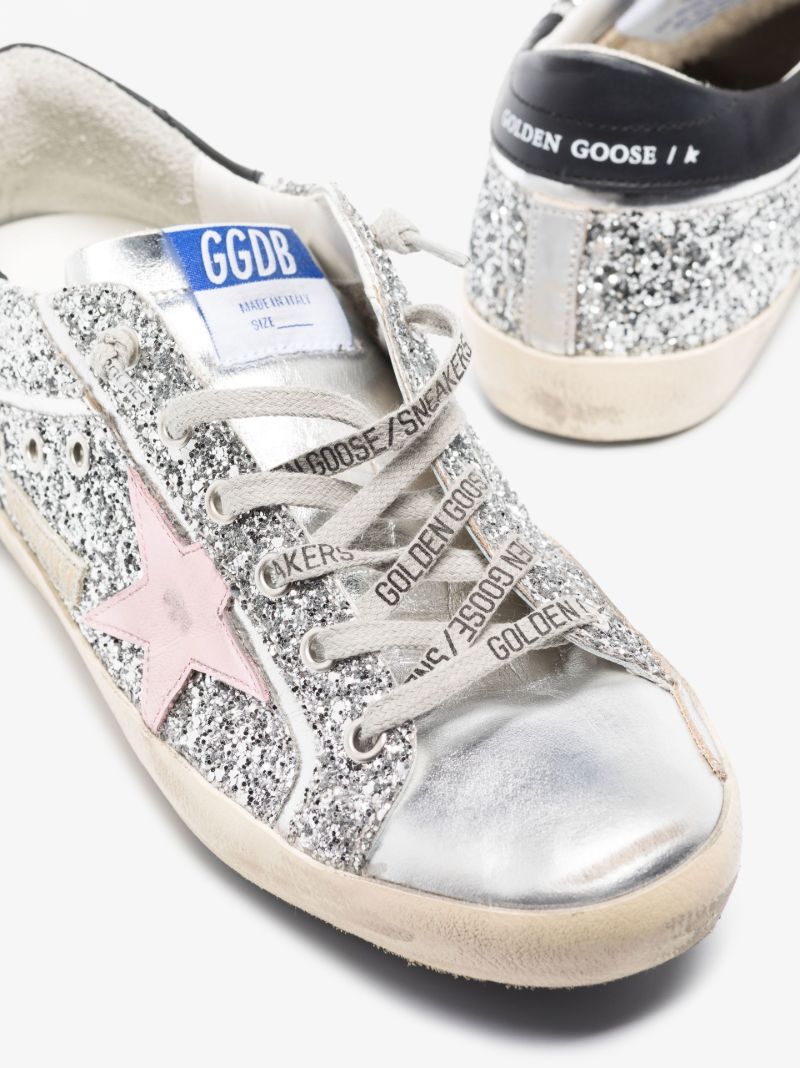 Silver Super-star Glitter Leather Sneakers