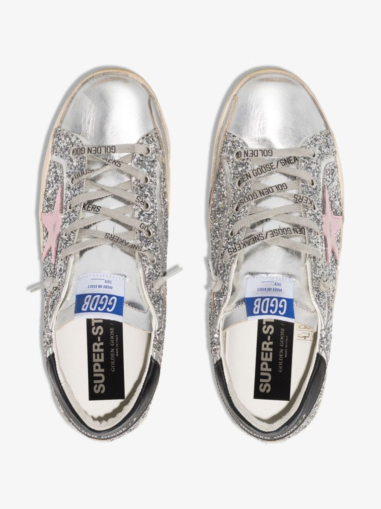 Silver Super-star Glitter Leather Sneakers
