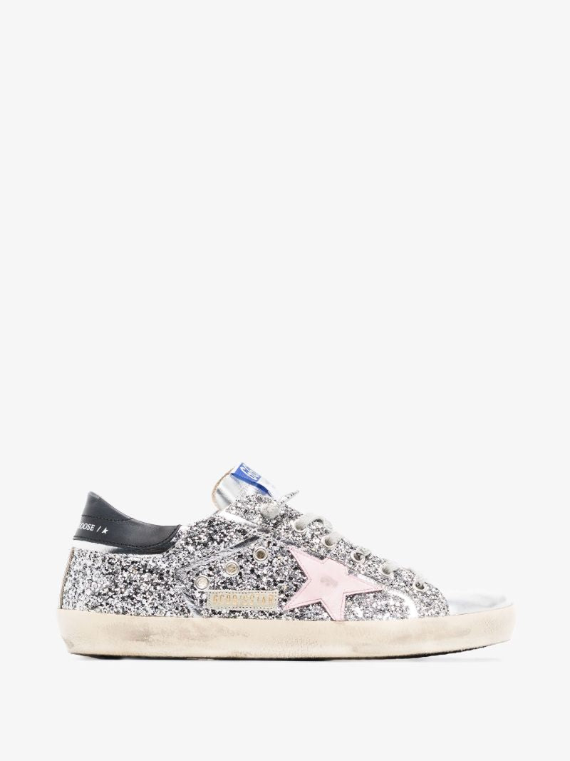 Silver Super-star Glitter Leather Sneakers
