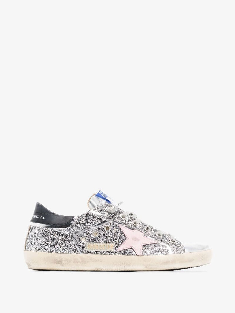 Silver Super-star Glitter Leather Sneakers