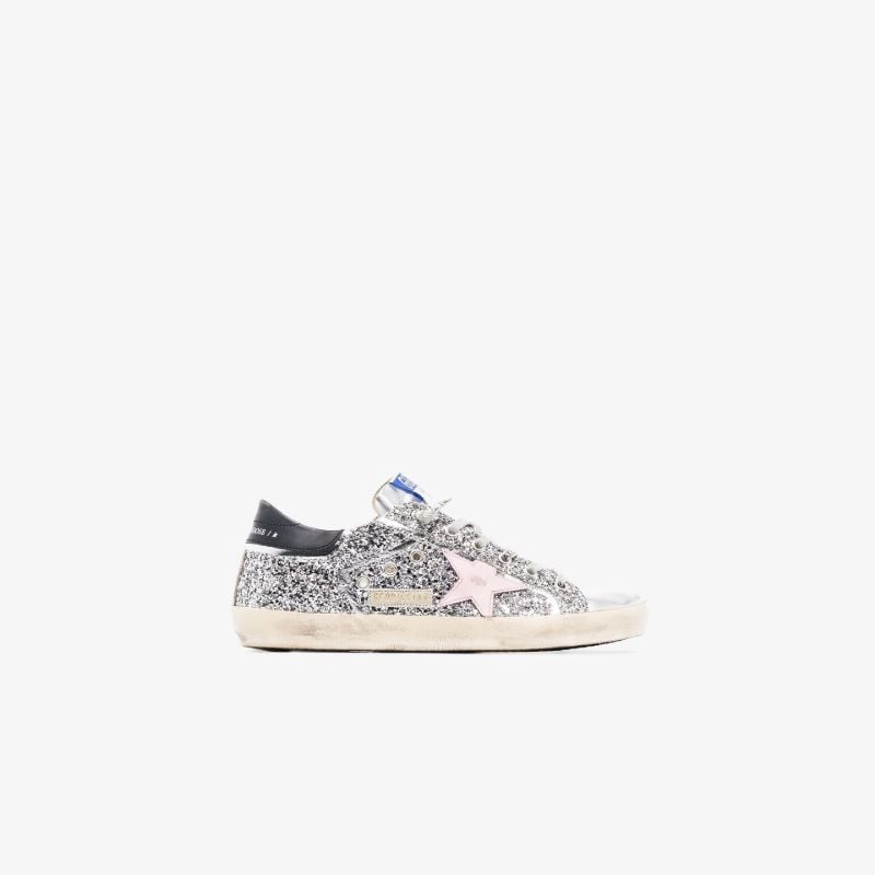 Silver Super-star Glitter Leather Sneakers
