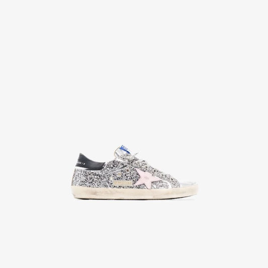 Silver Super-star Glitter Leather Sneakers