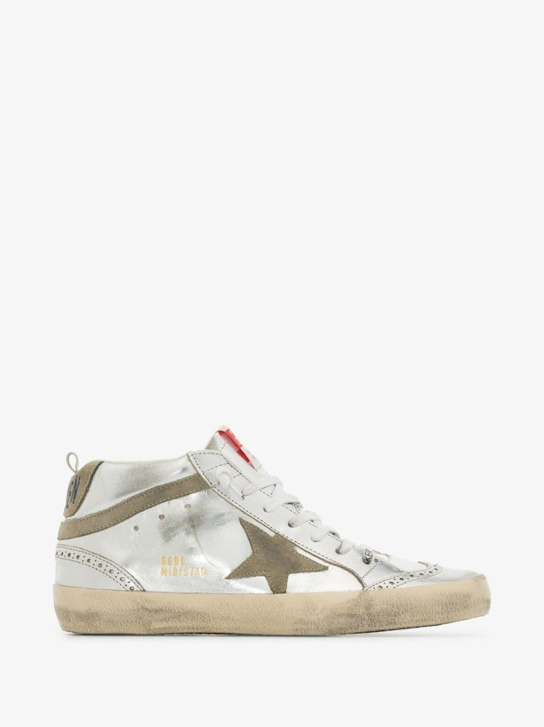 Silver Mid-star Leather Sneakers