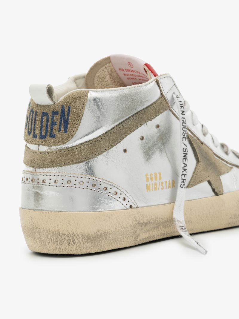 Silver Mid-star Leather Sneakers