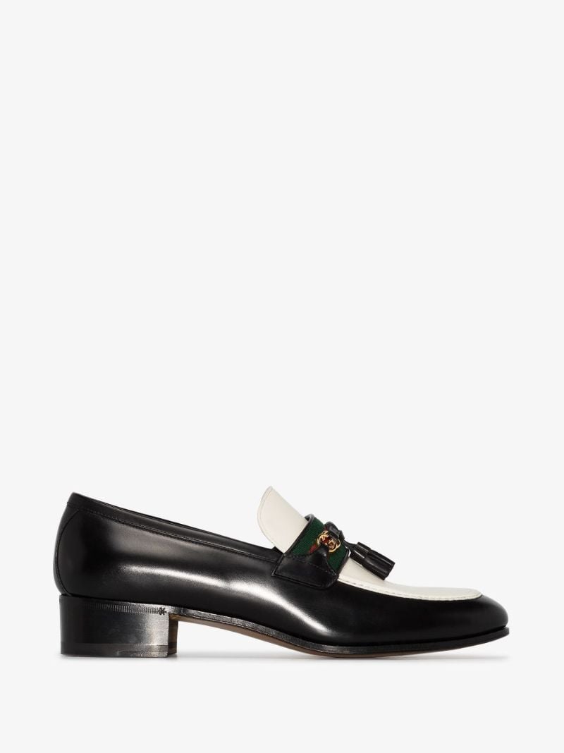 Black and White Paride Leather Loafers