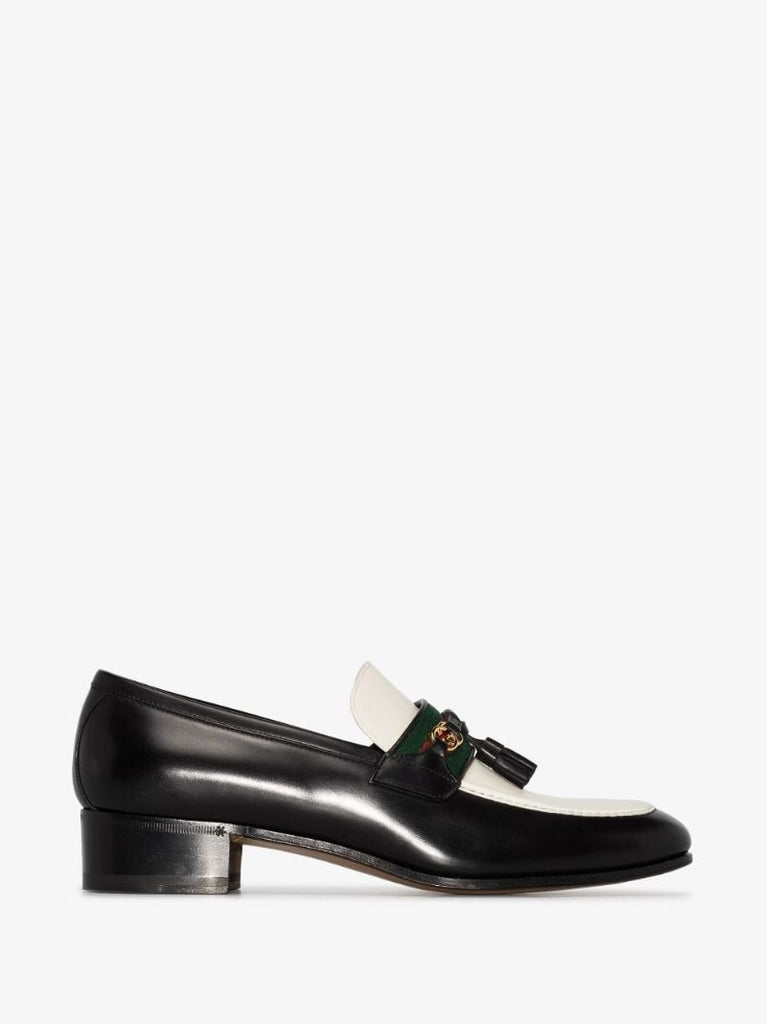 Black and White Paride Leather Loafers