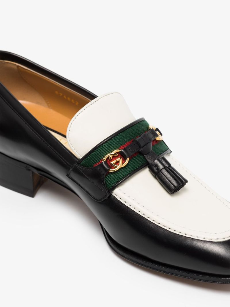 Black and White Paride Leather Loafers