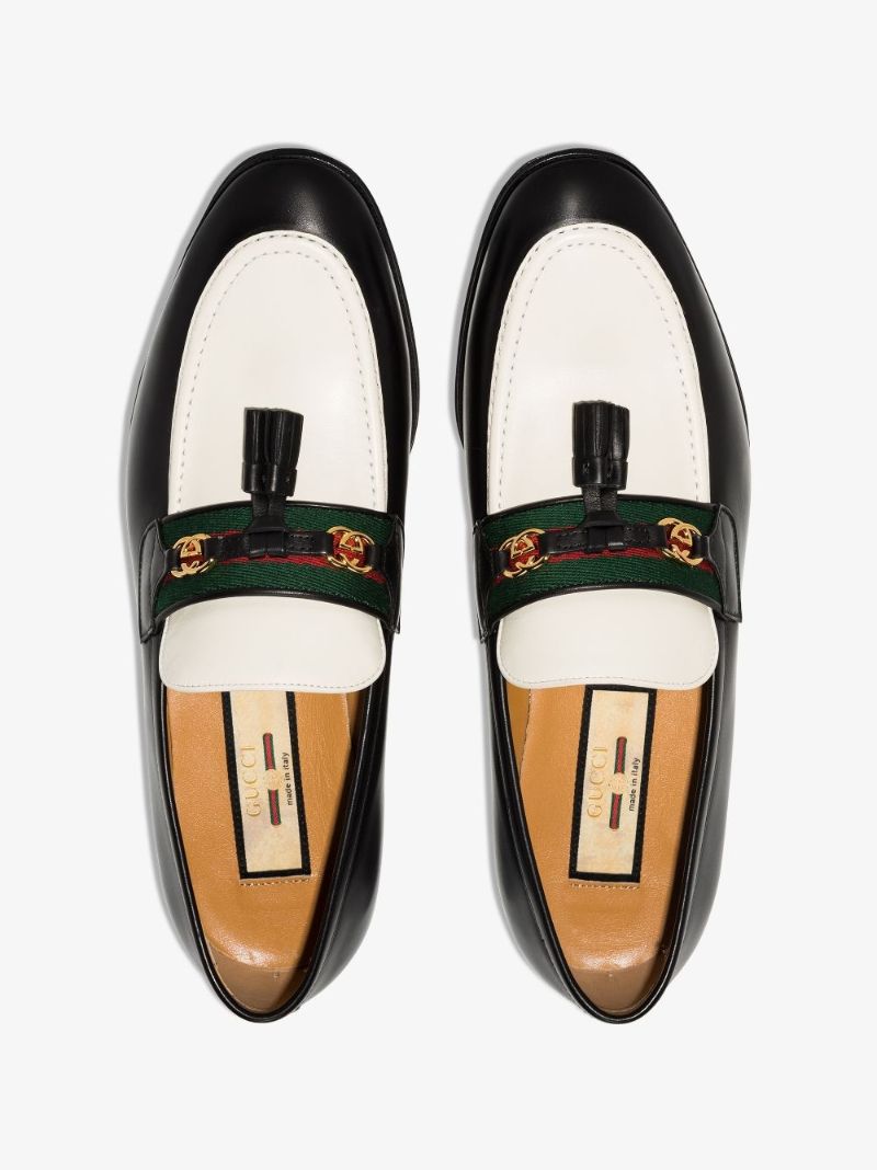 Black and White Paride Leather Loafers
