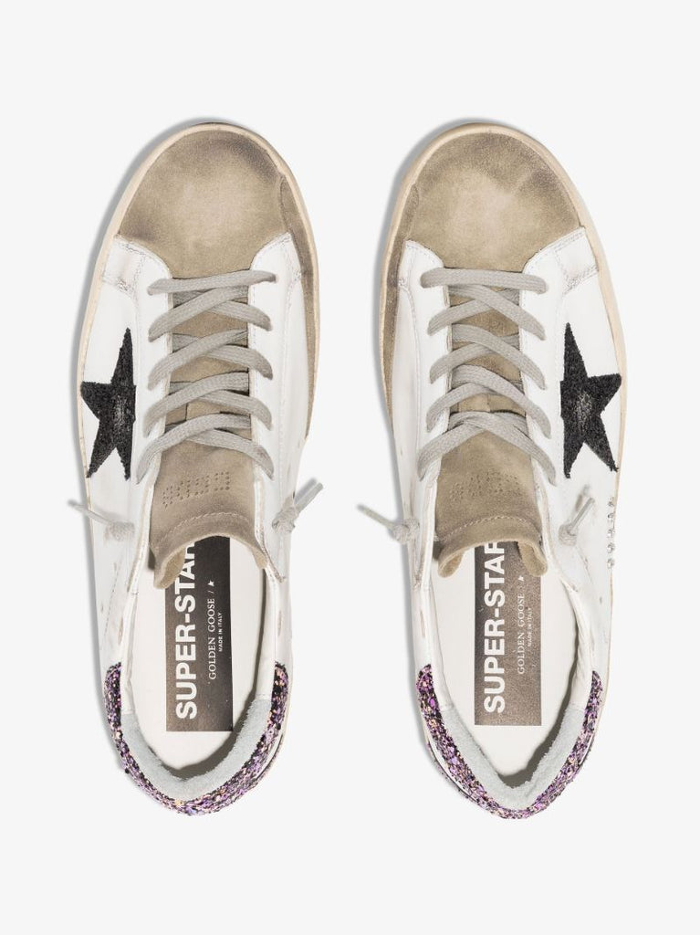 White Super-star Glitter Leather Sneakers