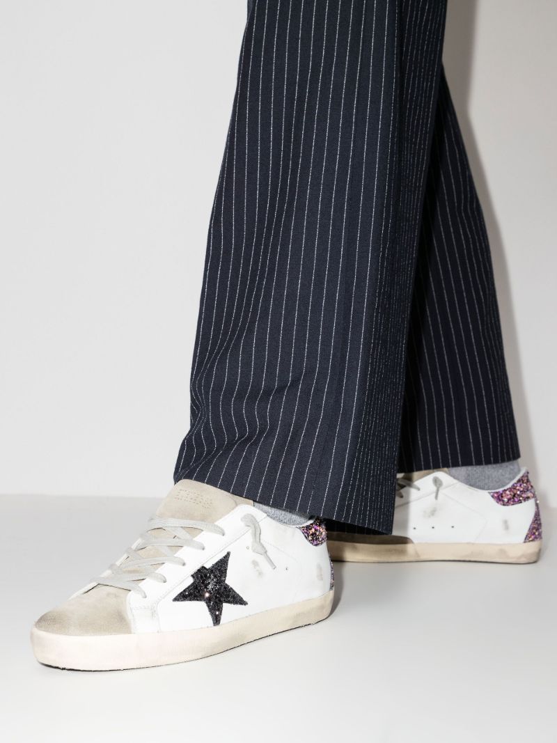 White Super-star Glitter Leather Sneakers