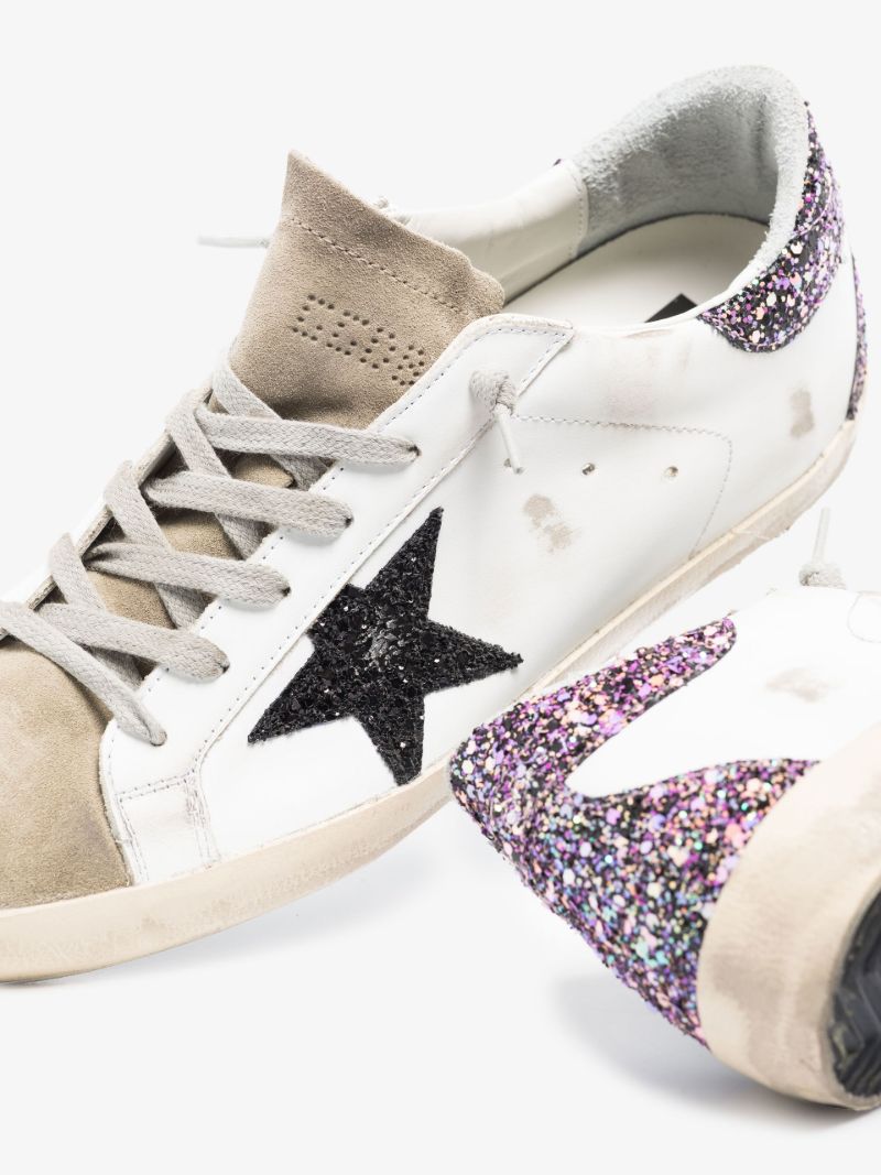 White Super-star Glitter Leather Sneakers
