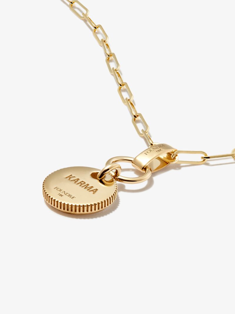 18k Yellow Gold Karma Extended Clip Chain Necklace