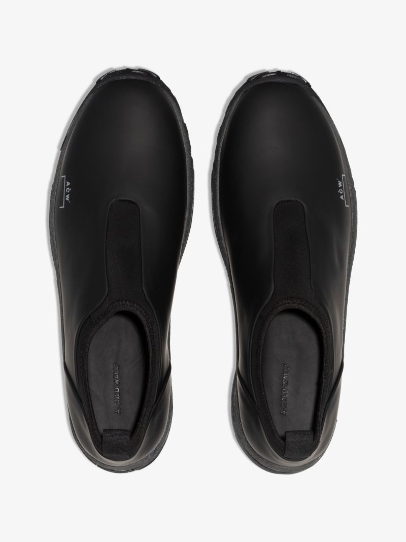 Black Mesh Moc Slip-on Leather Sneakers