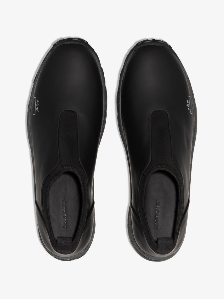 Black Mesh Moc Slip-on Leather Sneakers