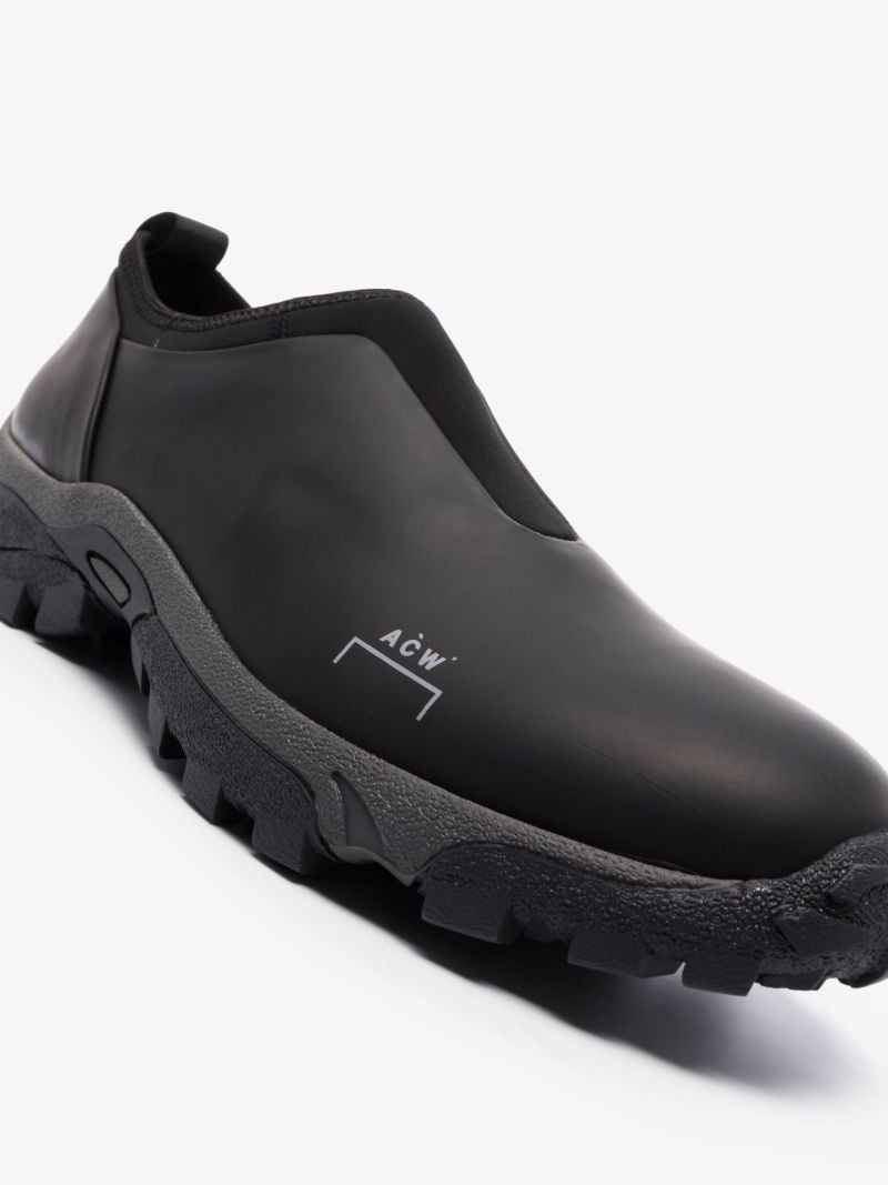 Black Mesh Moc Slip-on Leather Sneakers