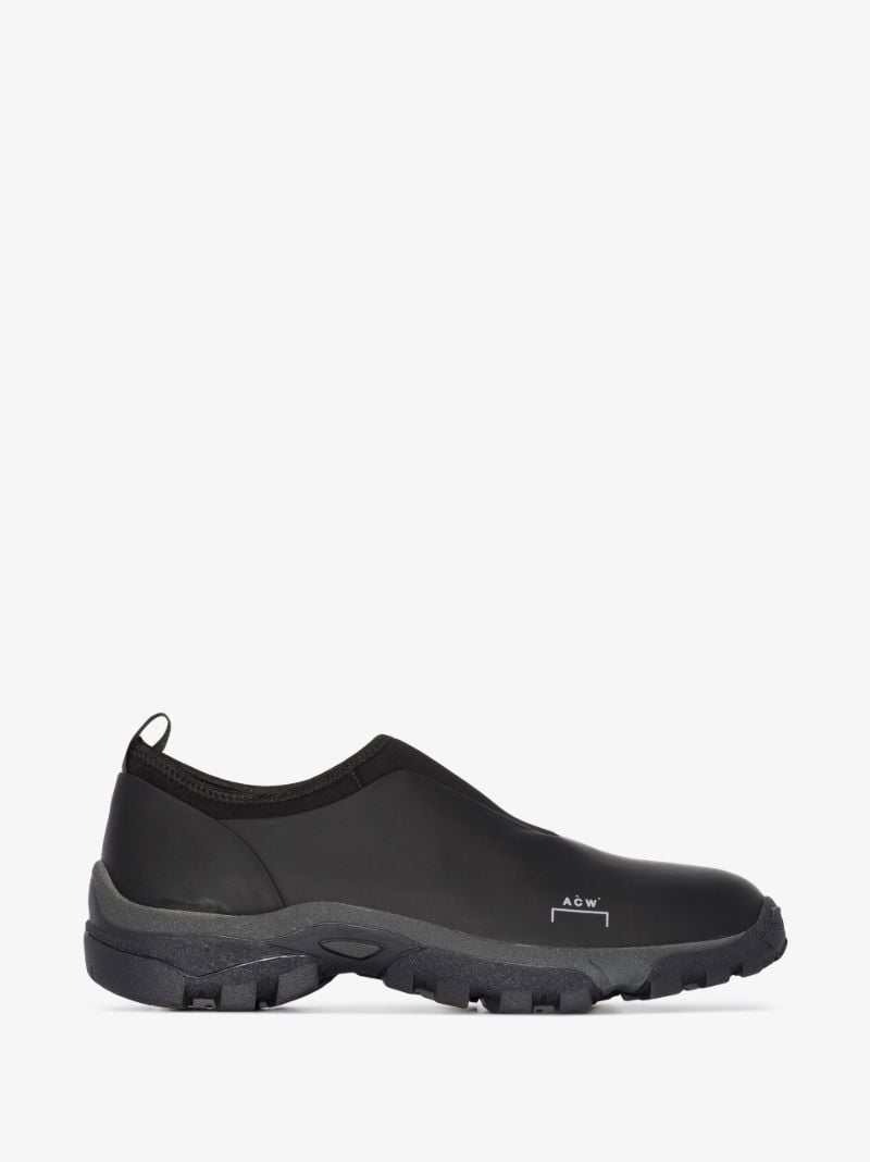 Black Mesh Moc Slip-on Leather Sneakers