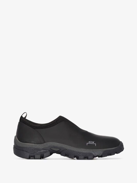 Black Mesh Moc Slip-on Leather Sneakers