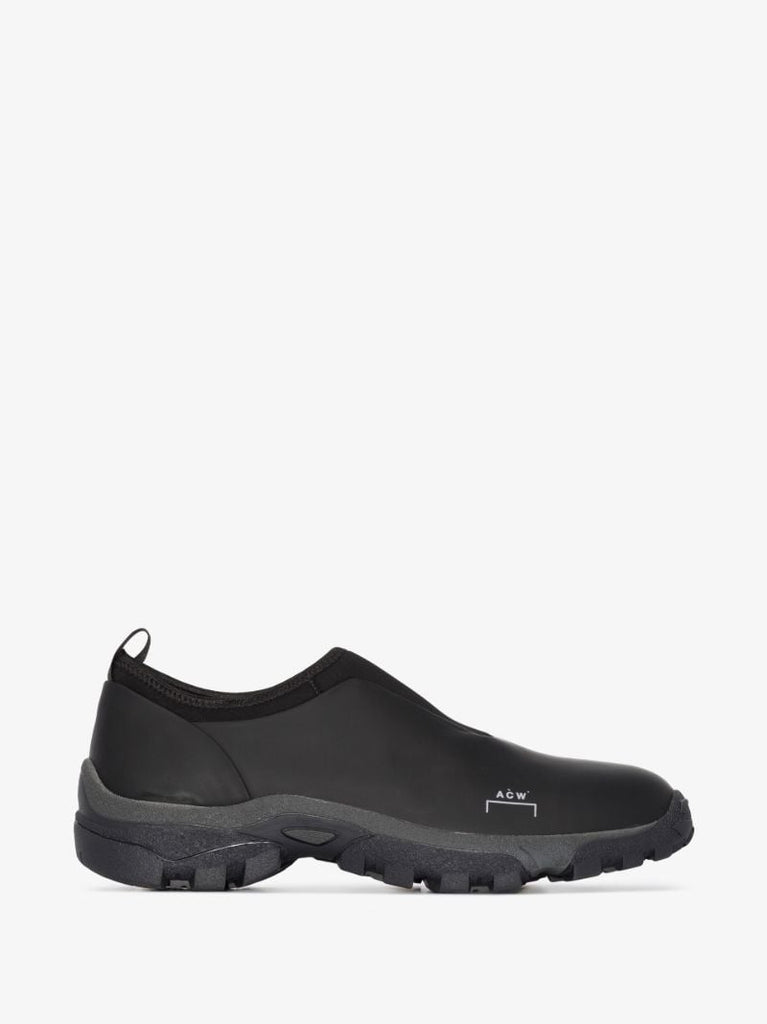 Black Mesh Moc Slip-on Leather Sneakers