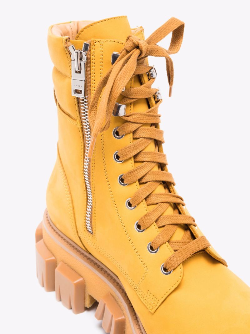 Yellow Crepe Lug Combat Leather Boots