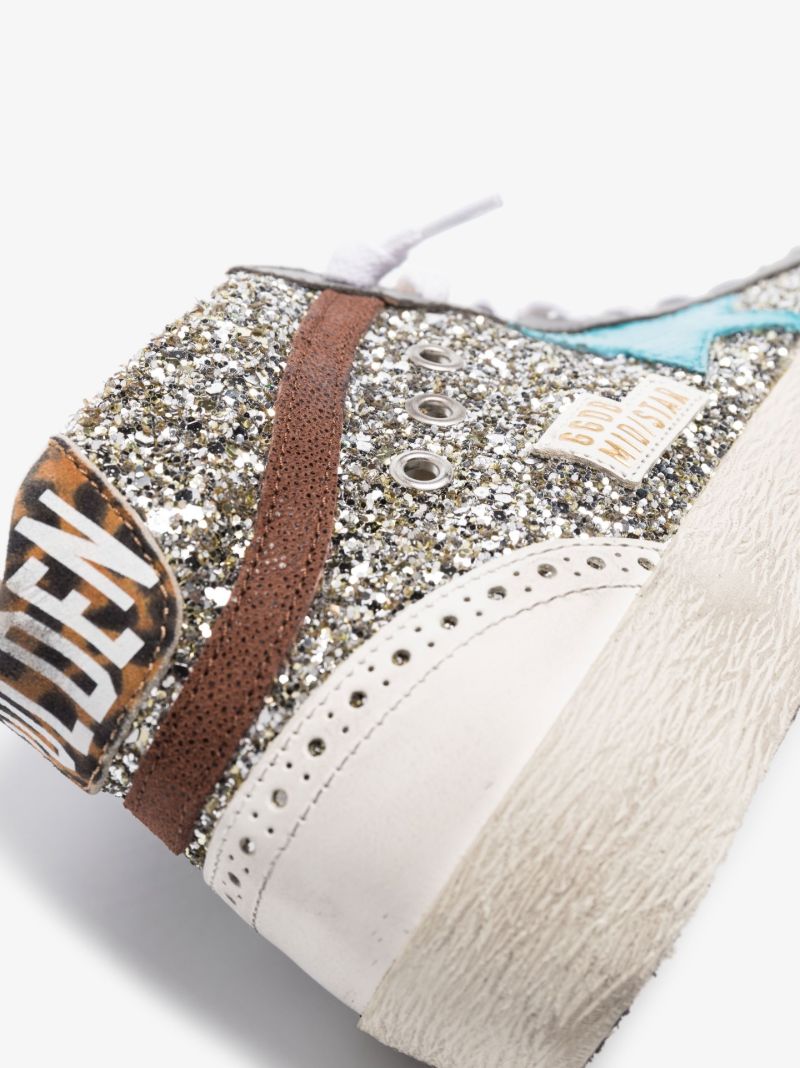 Silver Mid-star Leather Sneakers