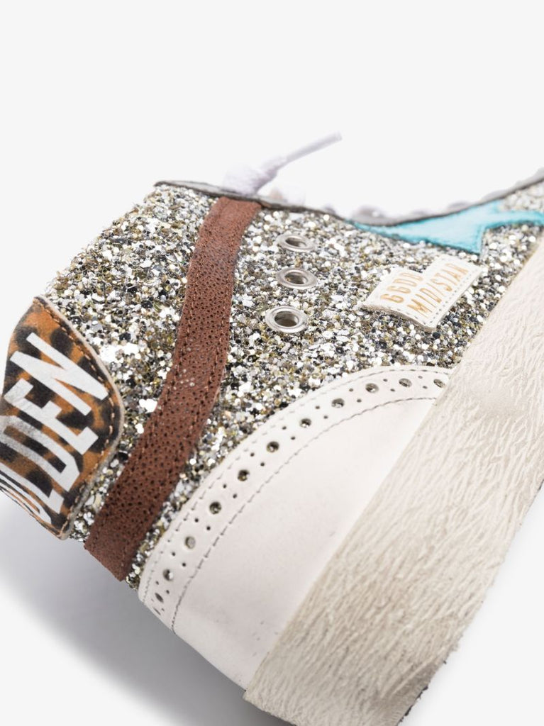 Silver Mid-star Leather Sneakers