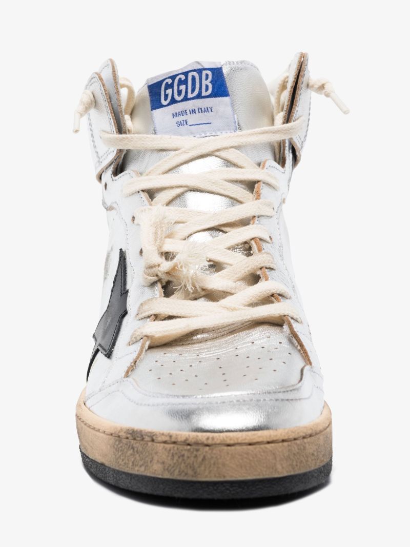 Silver Sky-star High Top Leather Sneakers
