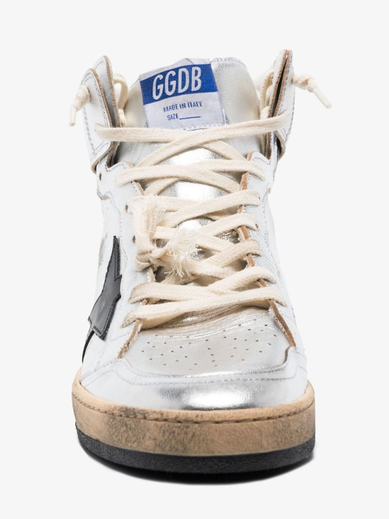 Silver Sky-star High Top Leather Sneakers